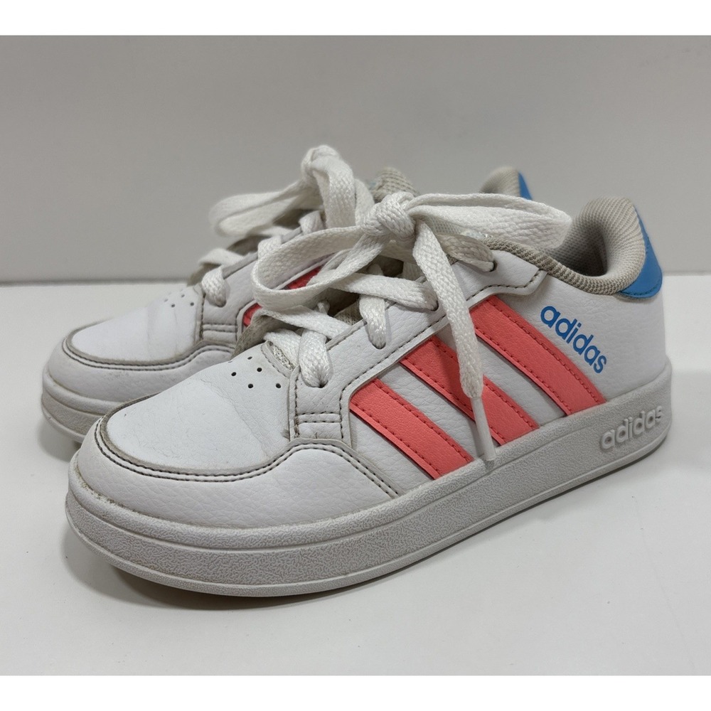 Adidas‎ Breaknet Athletic Shoes Little Kid's Size 11 White Pink